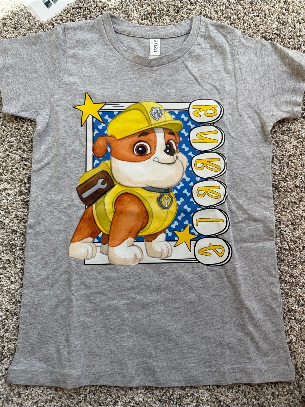 Paw Patrol girls cut Rubble Yellow Dog Tee size youth large